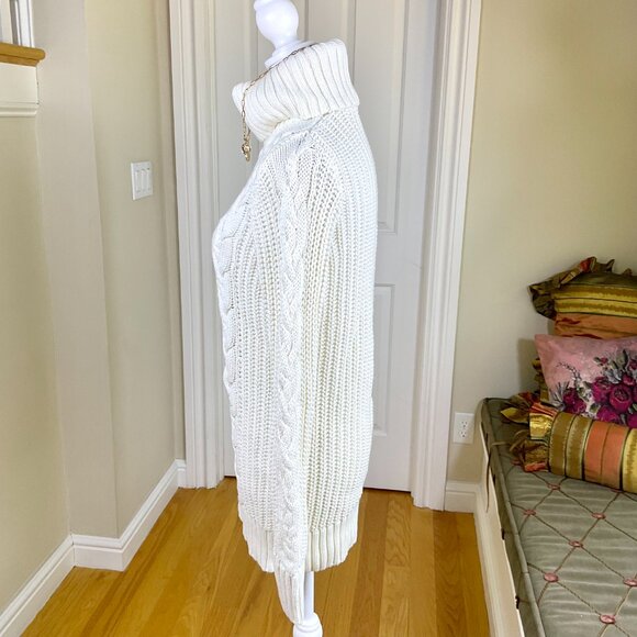Gap Sweater Turtleneck Cable Knit Chunky Knit Ivory Fisherman (XS) - Picture 2 of 7